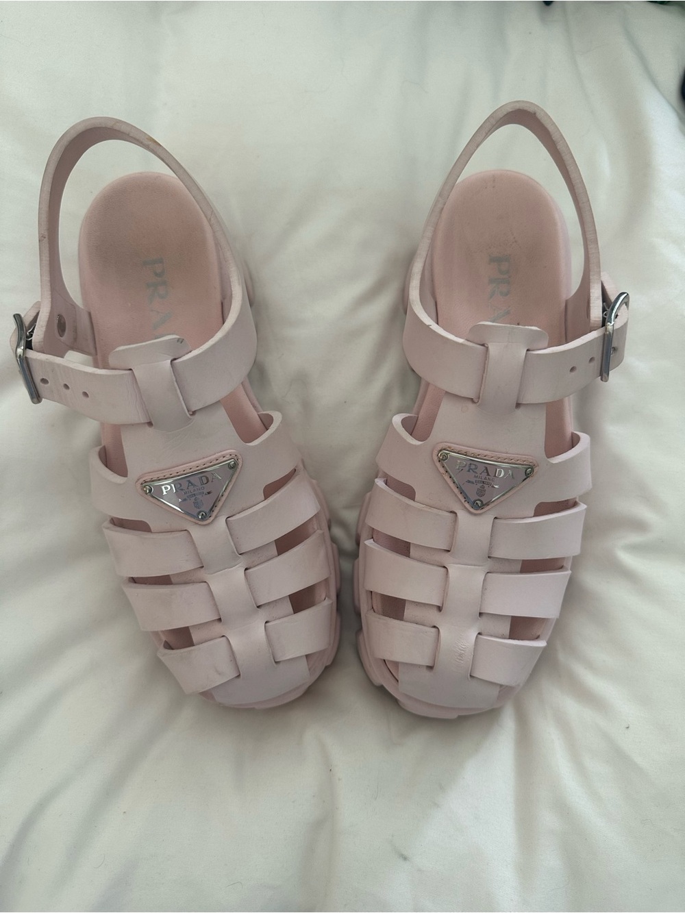 Prada monolith pink sandals